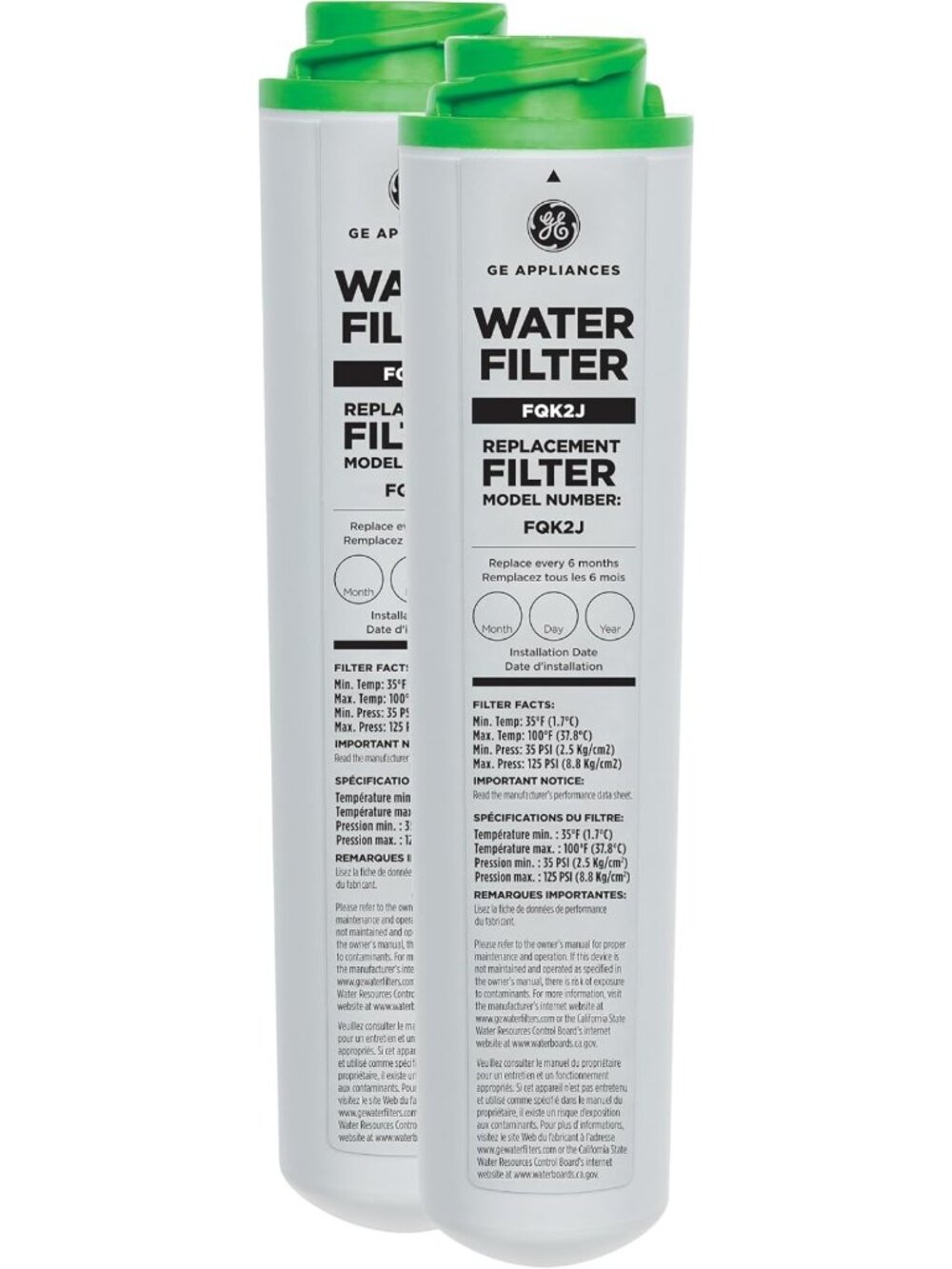 Under Sink Water Filter Replacement - Dual Flow, Reduces Sediment & Rust, 2 Pack